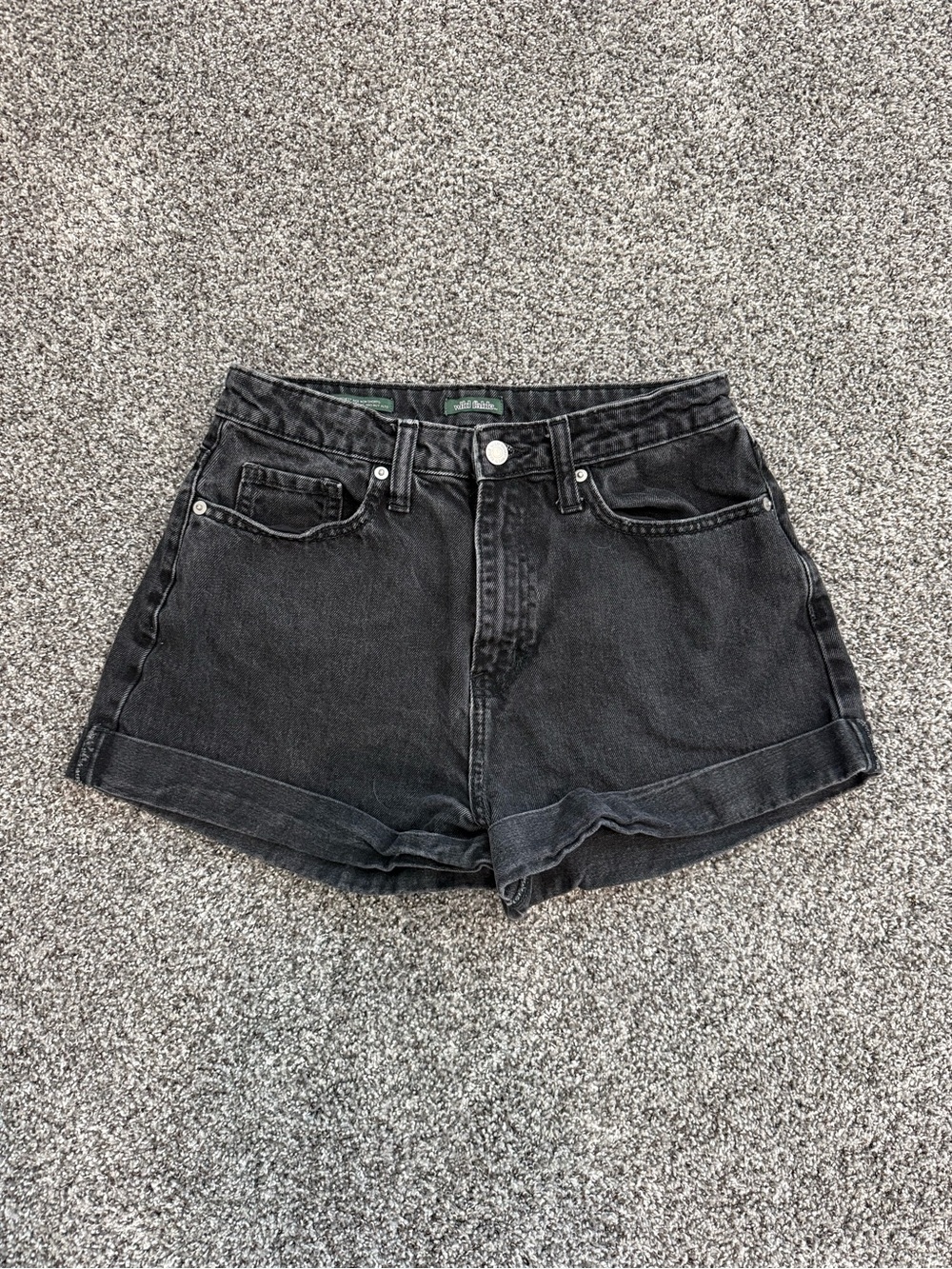 wild fable Black High-Rise Folded Hem Jean Shorts